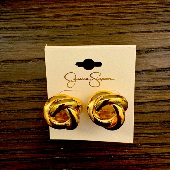 NEW Jessica Simpson Gold Knot Earrings - Picture 1 of 2